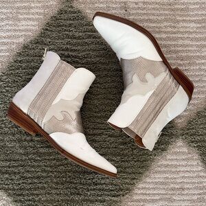 Yellow Box White and Metallic Western Chelsea Ankle Boots